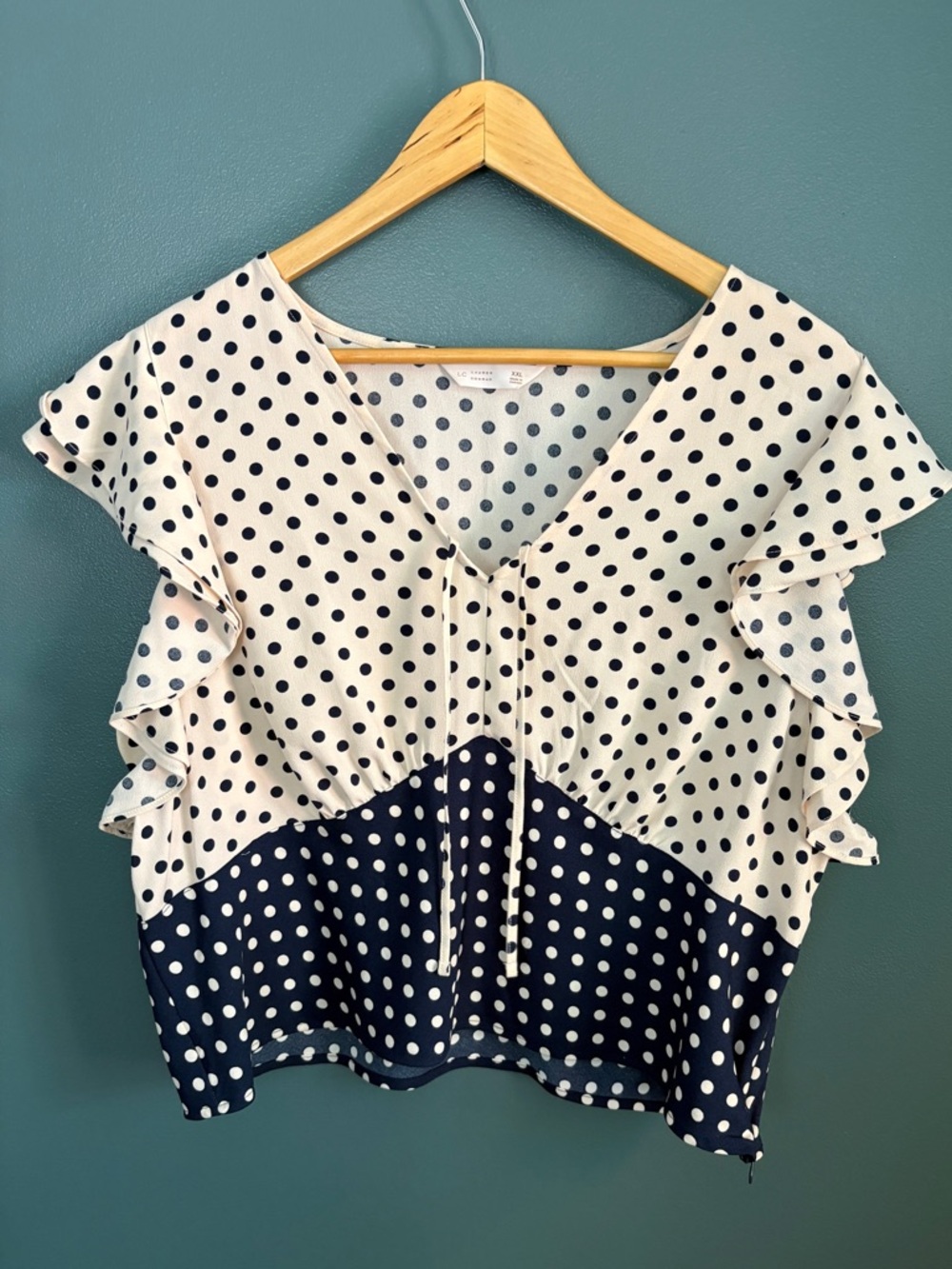 LC Lauren Conrad Women’s Front Tie Ruffle Sleeve Top Size XXL